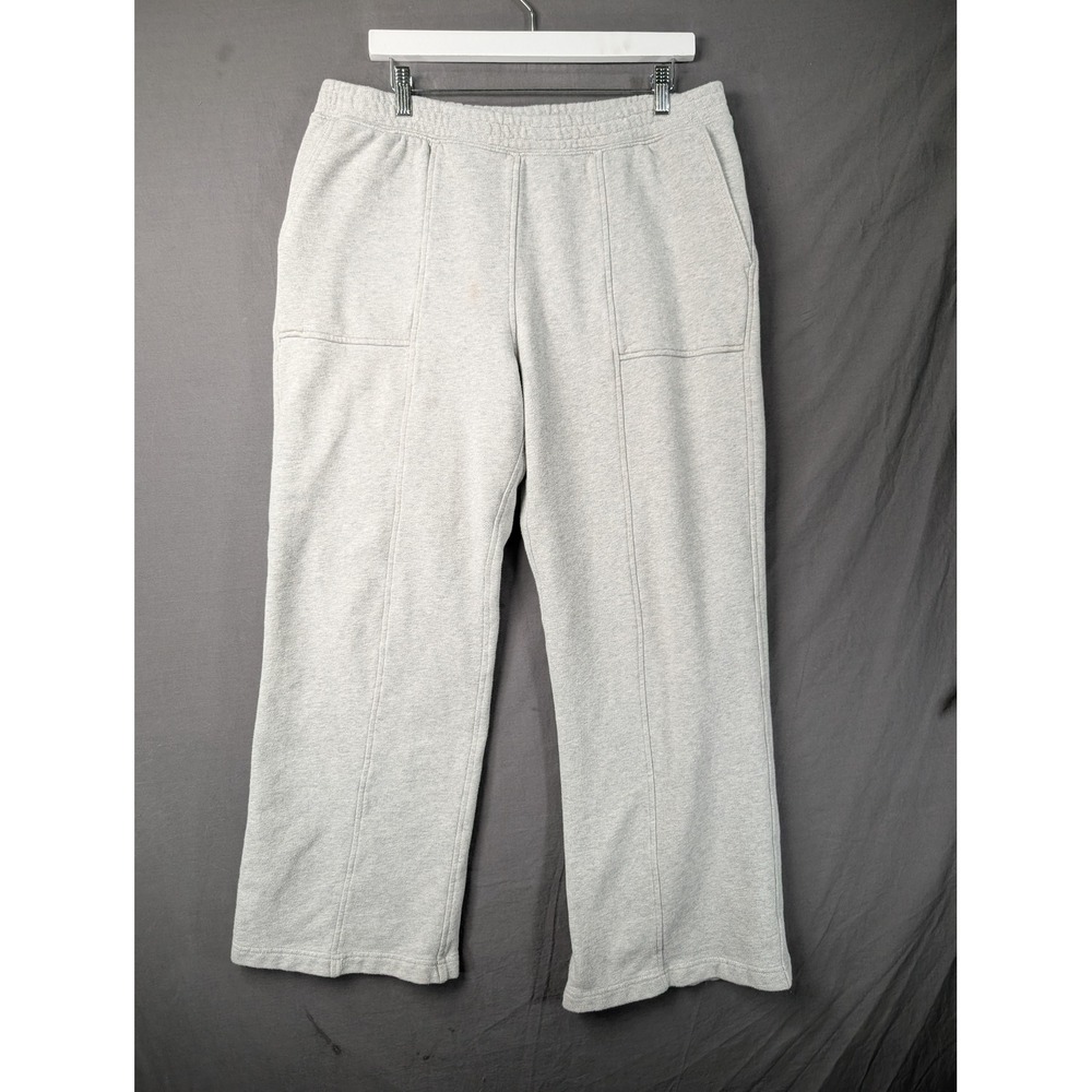 Aerie Womens Gray High Waisted Wide Leg Sweatpants Large Seam Detail 5985